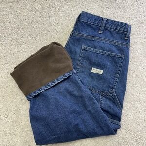 Wrangler Carpenter Jeans Mens 36x30 Western Fleece Lined Denim Pants Blue